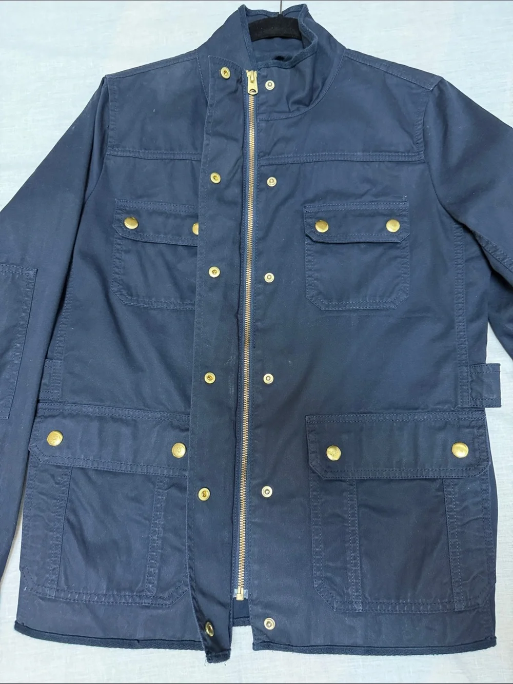 J.Crew Downtown Field Utility Jacket Navy with Gold Buttons Sz S